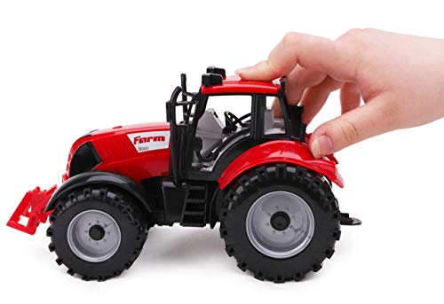 TOYLAND 22cm x 12cm Tractor Agrícola Rojo con Fricción con Capó de Apertura