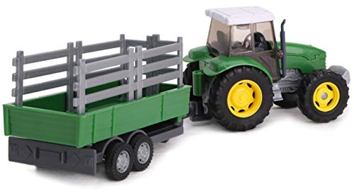 TOYLAND® - Juego de Tractor y camión Cisterna / Remolque de 22,5 cm - Acción de Rueda Libre - Juguetes de Granja para niños (Remolque Verde)