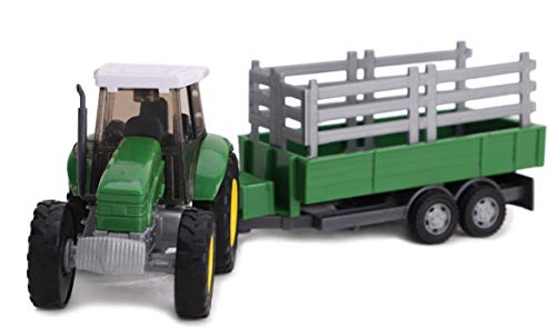 TOYLAND® - Juego de Tractor y camión Cisterna / Remolque de 22,5 cm - Acción de Rueda Libre - Juguetes de Granja para niños (Remolque Verde)
