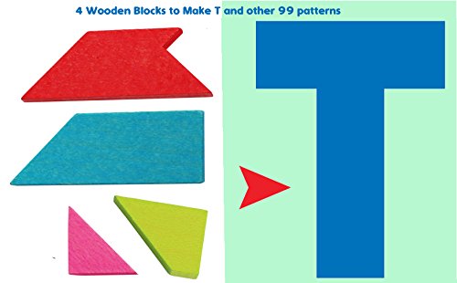 Toys of Wood Oxford TOWO Tangram T Puzzle de Madera - Juego de Habilidad Mental de Formas de Madera y Formas geométricas de Colores para Rompecabezas - Rompecabezas Tangram Madera para niños