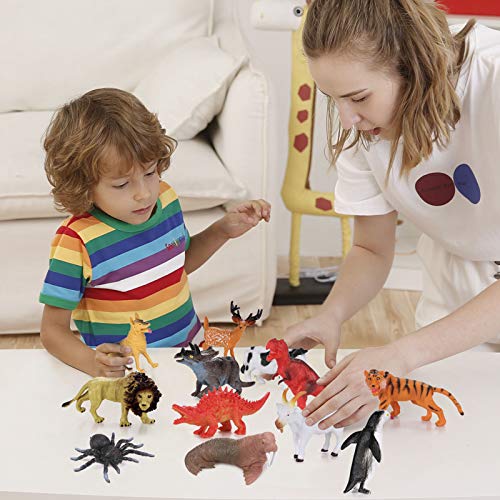 Toyssa 40 Piezas Animales Juguetes Figuras Animales Figuras Dinosaurios Animales Salvajes Marinos Granja Insecto Juguetes Educativos para Niños Niña