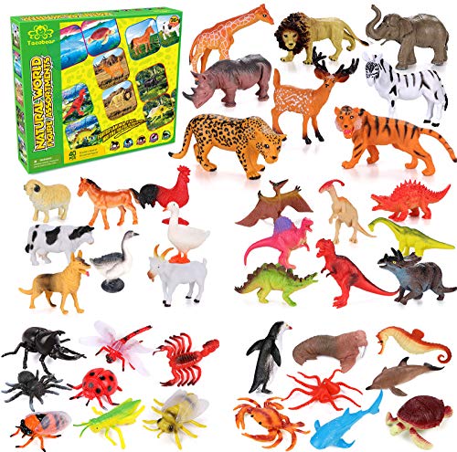 Toyssa 40 Piezas Animales Juguetes Figuras Animales Figuras Dinosaurios Animales Salvajes Marinos Granja Insecto Juguetes Educativos para Niños Niña
