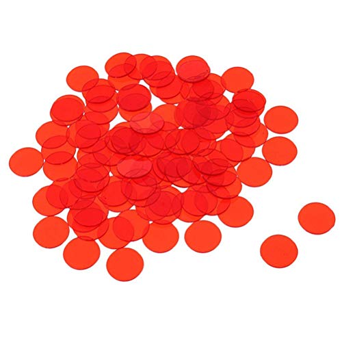 Toyvian 120pcs Pieces Bingo Chips Contadores de color transparente contando marcadores de plástico con bolsa de almacenamiento 19 mm (azul + rojo + amarillo + verde + púrpura + naranja cada 20 piezas)