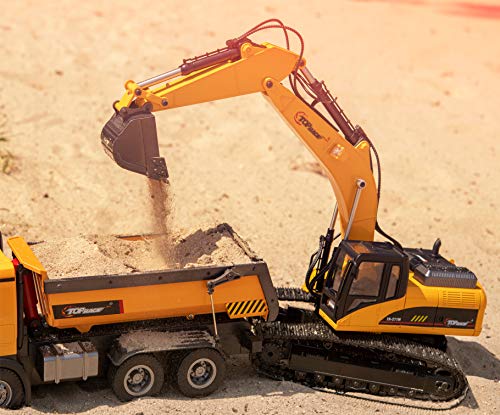Tractor de construcción de excavadora de metal RC Lleve hasta 180 lb, potencia de excavación de 1.1 lb por pulgada cúbica