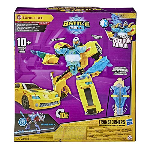 Transformers Bumblebee Cyberverse Adventures Battle Call Officer Class Bumblebee, Luces y Sonidos de energía activados por Voz, Edades de 6 y más de 10 Pulgadas