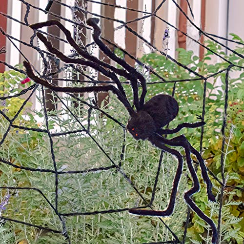 TRIXES de Halloween Decoraciones -Negro peludas arañas Felpa - Decoración de Fiesta al Aire Libre - Bromas para Adultos - para la casa encantada - Pack de 3 tamaños Diferentes