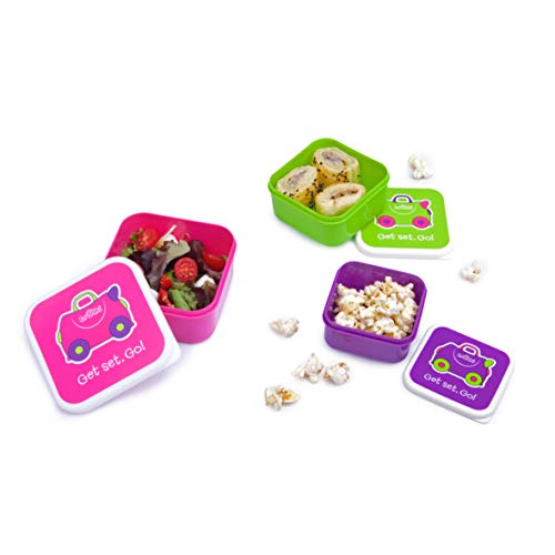 Trunki Set infantil de 3 tuppers para snacks - Trixe rosa, verde y violeta