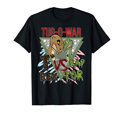 Tug-O-War T Rex vs Raptor - Dinosaur Lover Dino Drawing Camiseta
