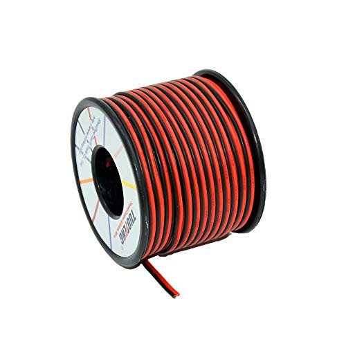 TUOFENG 22 AWG Cable eléctrico 60 metros [Negro 30 metros Rojo 30 metros] Cable flexible de silicona 2 Conductor Línea de cable paralelo Conexión electrónica suave Cable Alambre de cobre estañado