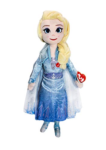 TY T02406 Frozen 2-Disney Princess Queen Elsa W/Sound-Beanie-Med, Multicolor