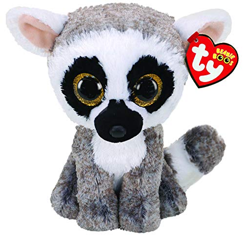 Ty UK Ltd 36224 Linus Lemur - Peluche Beanie Boos, Multicolor, 15 cm