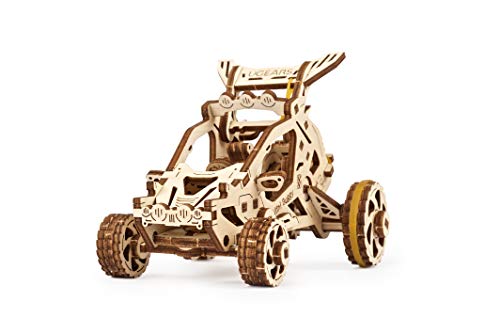 UGEARS Mini Buggy - Puzzle 3D para niños y Adultos - Kit de Modelo mecánico de vehículo de Motor pequeño - Kits de Modelo de Madera para Adultos para Construir - Magnífico Regalo para niños y niñas