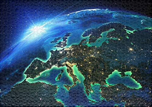 Ulmer Puzzleschmiede - Puzzle Europa: Puzzle de 1000 Piezas - Europa Vista Desde el Espacio por la Noche
