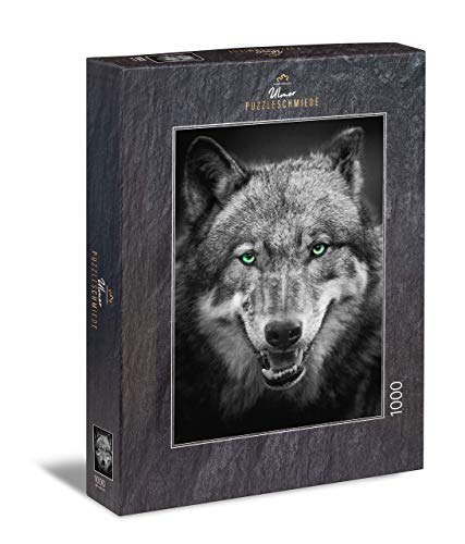 Ulmer Puzzleschmiede - Puzzle Wolf: Puzzle de 1000 Piezas - el Lobo Gris como Retrato Animal