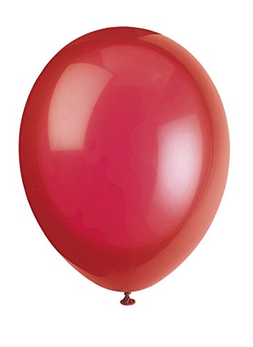 Unique Party-80012 Globos de Látex de 30 cm, Color Rojo (Scarlet Red), Pack de 10 (80012)