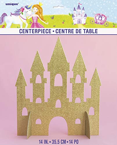 Unique Party - Decoración de Mesa de Castillo de Princesa de Brillo Dorado - 35 cm (58378)