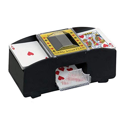 Urhomy - Mezclador de cartas eléctrico (mezclador automático para póquer y tarjetas, funciona con pilas, eléctrico, 2 barajas, póquer)