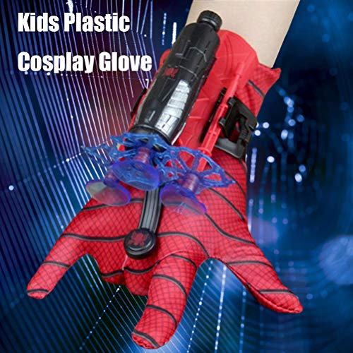 Usmato Guantes lanzadores para Spider-Man, Guantes de plástico para Cosplay para niños, Juego de Juguetes de muñeca Hero Launcher, Divertidos Juguetes educativos para niños, Talla única de Cosplay
