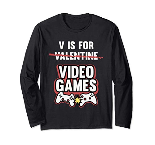 V Is For Video Games Funny Valentines Day Gamer Gift Manga Larga