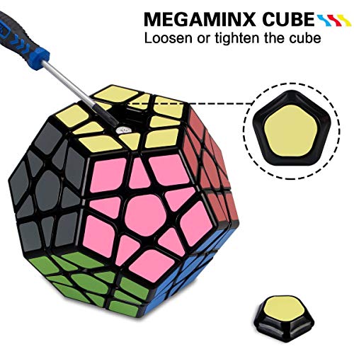 Vdealen Cubos de Velocidad, Speed Cube Set de Pirámide Megaminx Mirror Cube Smooth Magic Cube Colección de Rompecabezas, Oro