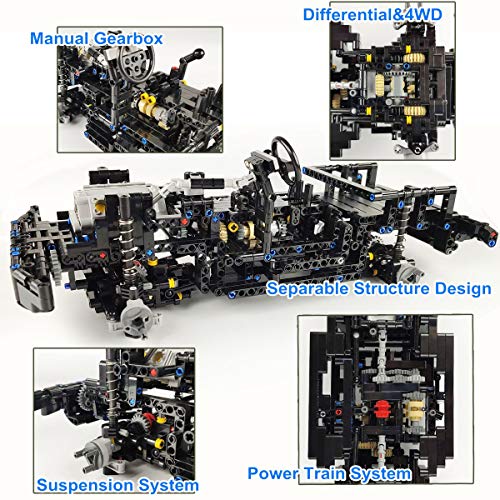 Verdadera representación Wrangler 1: 8 Fuera del camino Camioneta Técnica MOC Conjunto de bloques de construcción, Modelo coleccionable para adultos, juguete de ingeniería de camiones (2100+pcs)