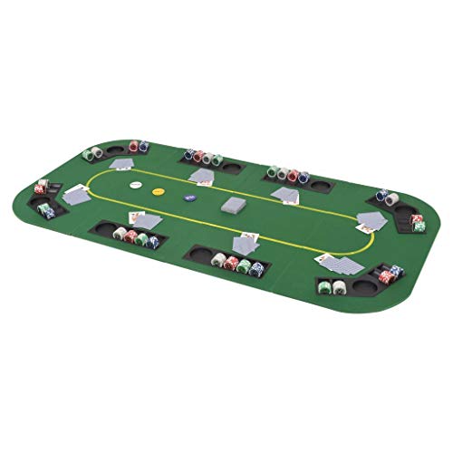 vidaXL Tablero Póker Plegable 8 Jugadores Rectangular Verde Mesilla Auxiliar