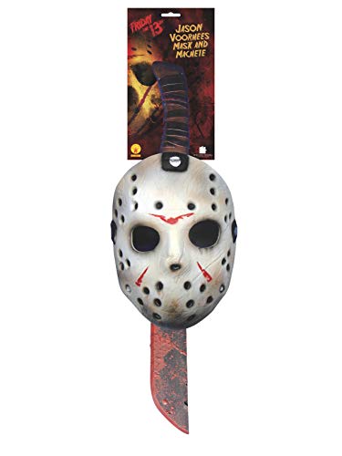 Viernes 13 - Máscara y machete de Jason Voorhees para Halloween, Talla única (Rubie's 8785)