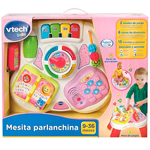 VTech Baby - Mesita parlanchina 2 en 1, mesa de actividades infantil con panel interactivo de actividades extraíble (80-148057)
