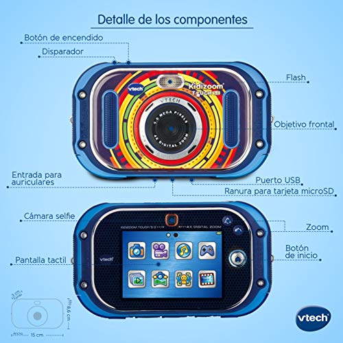 VTech Kidizoom Touch 5.0 Cámara de fotos digital infantil color azul versión española (80-163522)