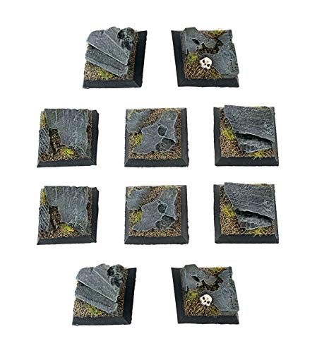 War World Gaming Fantasy Battlefield - Peanas Cuadradas de Rocas x 10 (25mm) - 28mm Wargaming Diorama Miniaturas Batalla Medieval Edad Media Maqueta Wargame