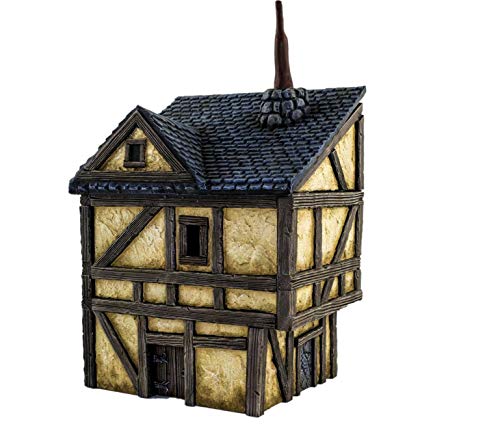 War World Gaming Fantasy Village - Set de 4 Casas - 28mm Wargaming Medieval Miniaturas Maquetas Dioramas Edificios Wargames Guerra Aldea Edad Media