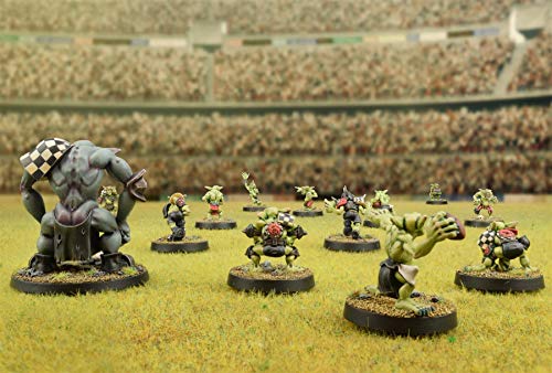 War World Gaming Gutrot Greenskins - Set de 4 Líneas - 28mm, Miniaturas, Fantasía, Futbol, Blood Bowl, Goblin, Criatura Fantastica, Figura Coleccionismo