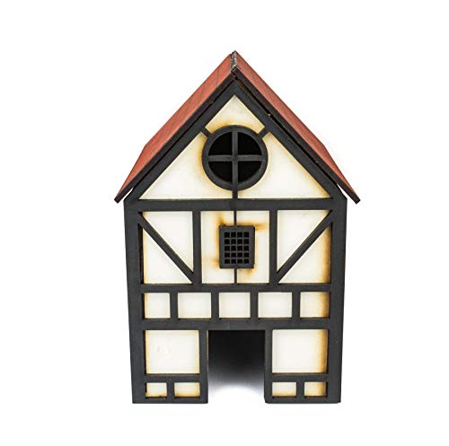 War World Gaming Medieval Town - Casa Medieval de Doble Planta (Pintada/Sin Pintar) – 28mm Wargaming Maquetas Dioramas
