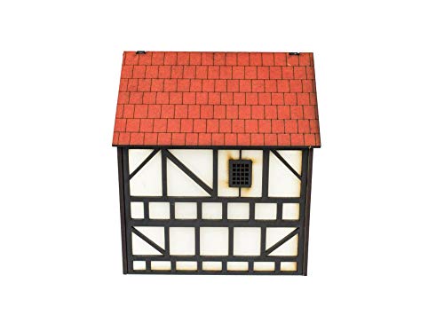 War World Gaming Medieval Town - Casa Medieval de Doble Planta (Pintada/Sin Pintar) – 28mm Wargaming Maquetas Dioramas
