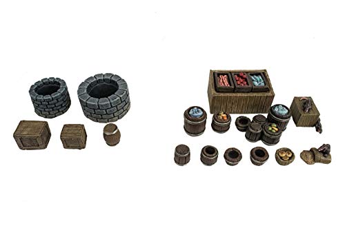 War World Gaming Medieval Town - Set de Casas y Piezas en Resina (Pintadas/Sin Pintar) – 28mm Wargaming Maquetas Dioramas