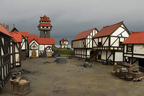 War World Gaming Medieval Town - Set de Casas y Piezas en Resina (Pintadas/Sin Pintar) – 28mm Wargaming Maquetas Dioramas