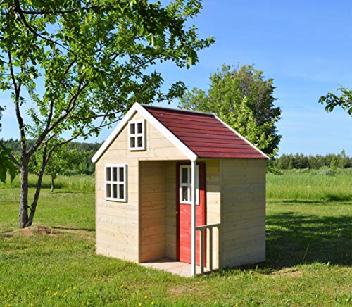Wendi Toys M13 Casa Infantil de Madera roja para Exterior | Casa de Juegos de jardín de Verano para la Actividad