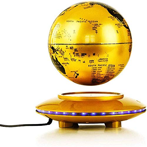 Whinop 8 Pulgadas Globo Terraqueo Giratorio con Luces Color LED,Amarillo Mapa Magnetico del Mundo para La Decoración de La Escuela en Casa