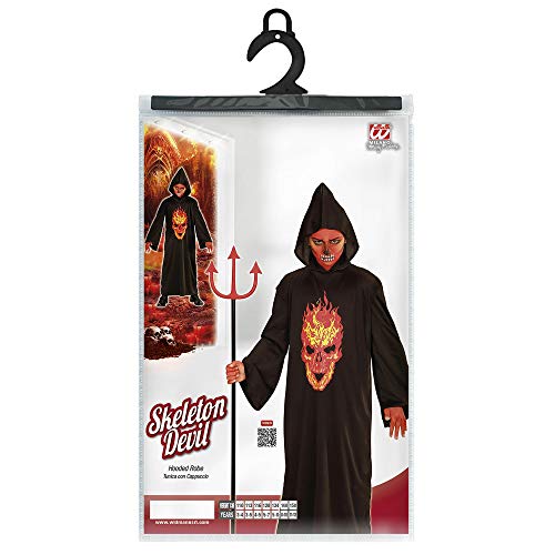 WIDMANN 00338 - Campeón Esqueleto Disfraz Niño, túnica con capucha, tamaño 158, negro