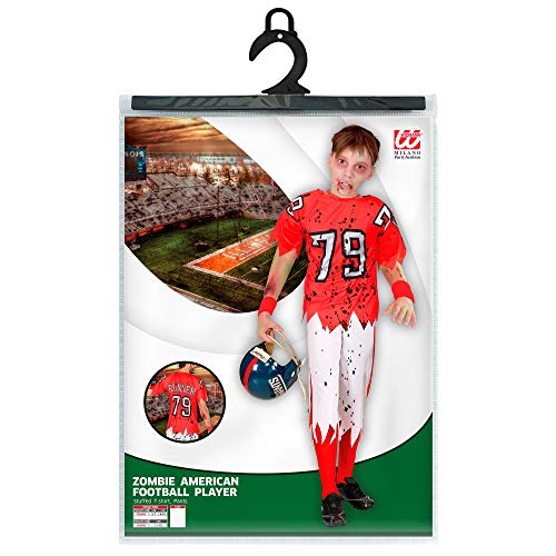 WIDMANN 03159 - Disfraz infantil de zombi con jugador de fútbol americano, para niño, 164 cm, color rojo y blanco