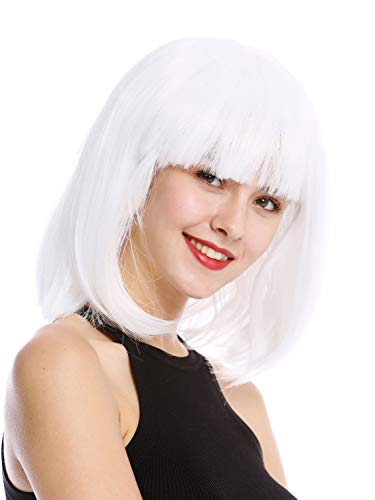 WIG ME UP- 0073-3-P60 Peluca Mujer para Carnaval Halloween Corto Liso Blanco fleqiullo Ciencia ficción