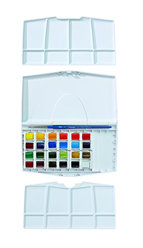 Winsor & Newton Caja plástica de 16 medio Godets y 3 tubos