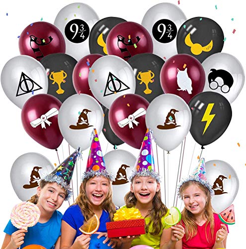 Wizard Inspired Cupcake Toppers BETOY 37PCS Cupcake Toppers cumpleaños Decoracion de Fiesta Mago Estandarte de cumpleaños globo