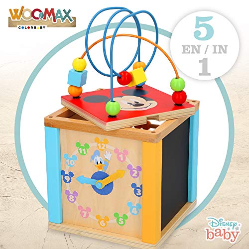WOOMAX - Juguetes para bebé 18 meses - Juguete cubo actividades para bebés 1 2 años - Mejores juguetes educativos para niños Cubos encajables Aprender las horas Ábaco Pizarra infanti Laberinto