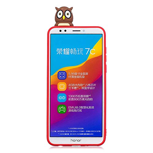 Wubao Funda Animal Adorable para Huawei Y7 (2018), diseño de Búho de Silicona TPU Suave y Flexible, a Prueba de Golpes, Funda con un Encantador diseño de Búho único para Huawei Y7 (2018)