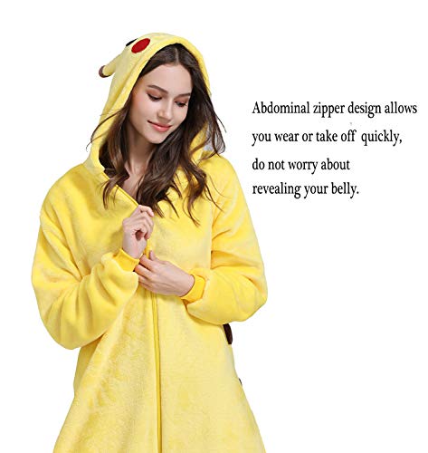 Yimidear® Unisex Cálido Pijamas para Adultos Cosplay Animales de Vestuario Ropa de Dormir Halloween y Navidad(M,Amarillo)