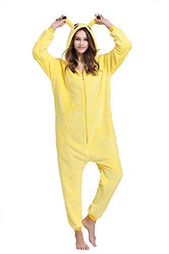 Yimidear® Unisex Cálido Pijamas para Adultos Cosplay Animales de Vestuario Ropa de Dormir Halloween y Navidad(M,Amarillo)