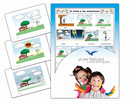 Yo-Yee Flashcards Tarjetas con Ilustraciones para el fomento del Aprendizaje del Idioma - Clima y Las Estaciones - para Las Clases de españolen guarderías, escuelas Infantiles y educación Primaria