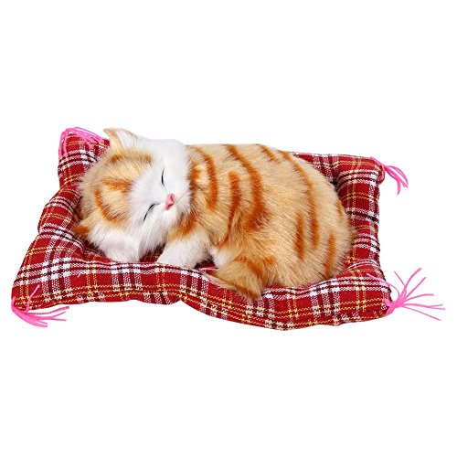 Yosoo 1pcs Gato de Peluche Super Mini Cute Cat Juguetes simulación Dormir Gatos Juguetes de Peluche con Sonido, Amarillo
