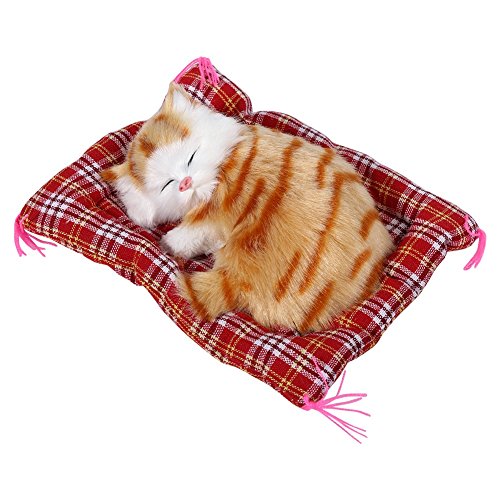 Yosoo 1pcs Gato de Peluche Super Mini Cute Cat Juguetes simulación Dormir Gatos Juguetes de Peluche con Sonido, Amarillo